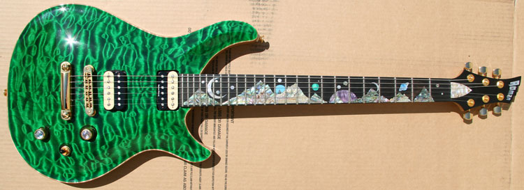 Roman Quicksilver Green Quilt Guitar